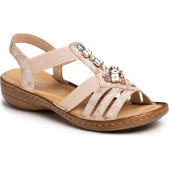 Sandały RIEKER - 60855-31 Rosa. Brązowe klapki damskie Rieker, bez wzorów, ze skóry ekologicznej, bez obcasa. Za 239,00 zł.