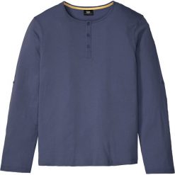 Shirt z dekoltem henley, długi rękaw bonprix indygo. Niebieskie koszulki męskie bonprix, s, bez wzorów, bez kołnierzyka, z długim rękawem, długie. Za 49,99 zł.