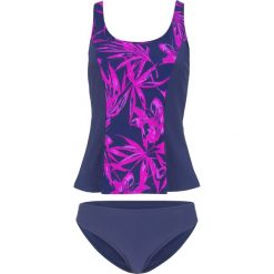 Tankini (2 części) bonprix ciemnoniebiesko-fuksja. Niebieskie stroje kąpielowe damskie bonprix, bez wzorów. Za 89,99 zł.