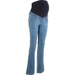 Dżinsy ciążowe Bootcut bonprix niebieski bleached. Niebieskie spodnie damskie bonprix, z jeansu. Za 59,99 zł.