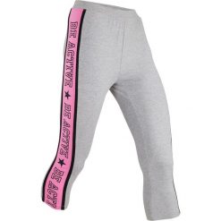 Spodnie sportowe rybaczki bonprix jasnoszary melanż - jasnoróżowy. Szare spodnie damskie bonprix. Za 44,99 zł.