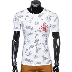 T-SHIRT MĘSKI Z NADRUKIEM S974 - BIAŁY. Białe t-shirty męskie z nadrukiem marki Ombre Clothing, m. Za 19,99 zł.