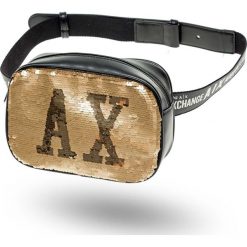 NERKA Armani Exchange. Czarne nerki damskie Armani Exchange, w paski, ze skóry ekologicznej. Za 449,00 zł.