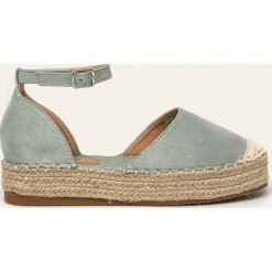 Answear - Espadryle. Zielone espadryle damskie ANSWEAR, bez wzorów, z materiału, bez obcasa, na obcasie. W wyprzedaży za 99,90 zł.