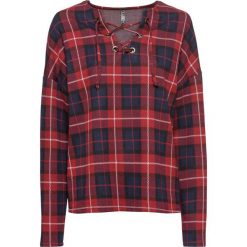 Bluza dresowa bonprix czerwono-niebieski w kratę. Czerwone bluzy damskie bonprix, z dresówki. Za 89,99 zł.