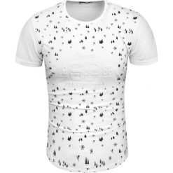 Koszulka męska t-shirt 3D biały Recea. Białe koszulki męskie Recea, xl, z nadrukiem, z bawełny, bez kołnierzyka. Za 32,65 zł.
