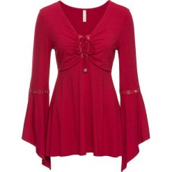 Top z oczkami i sznurowaniem bonprix czerwony. Czerwone topy damskie bonprix, bez wzorów, bez kołnierzyka. Za 84,99 zł.