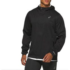 Asics Accelerate Jacket 2011A976-002. Czarne kurtki męskie Asics, bez wzorów, z poliesteru, bez kaptura. W wyprzedaży za 399,99 zł.