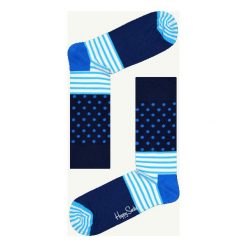 Skarpety Happy Socks Stripes & Dots (SD01-066). Niebieskie skarpetki damskie Happy Socks, z bawełny. Za 20,99 zł.
