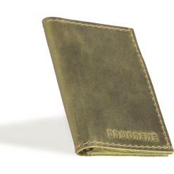 Skórzany cienki portfel slim wallet BRODRENE SW03 oliwkowy - oliwkowy. Zielone portfele męskie Brødrene, bez wzorów, ze skóry. Za 79,99 zł.