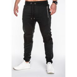 SPODNIE MĘSKIE DRESOWE P425 - CZARNE. Czarne spodnie dresowe męskie marki Ombre Clothing, s, z bawełny. Za 49,00 zł.