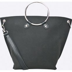 Answear - Torebka. Pomarańczowe torby damskie na zakupy ANSWEAR, w paski, z materiału, na ramię, duże, bez dodatków. W wyprzedaży za 119,90 zł.