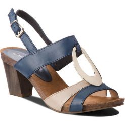Sandały CAPRICE - 9-28307-20 Navy/Beige 878. Brązowe klapki damskie marki Caprice, bez wzorów, ze skóry ekologicznej, bez obcasa, na obcasie. W wyprzedaży za 169,00 zł.