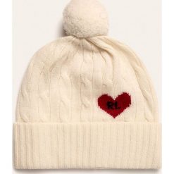 Polo Ralph Lauren - Czapka. Białe czapki damskie Polo Ralph Lauren, bez wzorów, z wełny. W wyprzedaży za 399,90 zł.