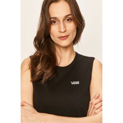 Vans - Top. Czarne topy damskie Vans, s, z aplikacjami, z bawełny, z okrągłym kołnierzem. W wyprzedaży za 99,90 zł.
