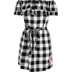 Sukienka Love Moschino. Czarne kombinezony damskie Love Moschino, z aplikacjami, z włoskim kołnierzykiem, bez rękawów. Za 1459,00 zł.
