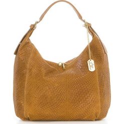 Torebki klasyczne damskie: Skórzana torebka w kolorze jasnobrązowym – 38 x 34 x 15 cm