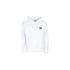 Bluzy Tommy Jeans TJM TOMMY BADGE HOODIE. Białe bluzy męskie Tommy Jeans, s, bez wzorów, z jeansu, bez kołnierzyka, bez rękawów, bez kaptura. Za 429,00 zł.