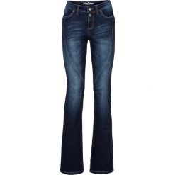 Dżinsy ze stretchem BOOTCUT bonprix ciemnoniebieski. Niebieskie jeansy damskie bonprix, z jeansu. Za 129,99 zł.