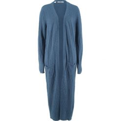 Długi płaszcz dzianinowy, długi rękaw bonprix indygo. Niebieskie płaszcze damskie bonprix, z dzianiny. Za 119,99 zł.