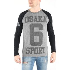 SuperDry Osaka Koszulka Czarny Szary. Szare podkoszulki męskie Superdry, s, z haftami, z bawełny, bez kołnierzyka, z długim rękawem, długie. Za 111,95 zł.