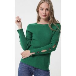 Zielony Sweter Heeley. Zielone swetry damskie Born2be, s, bez wzorów, z dzianiny, bez rękawów, długie, bez kaptura. Za 99,99 zł.