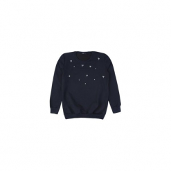 Bluza damska ze ściągaczami, nierozpinana gładka, z kryształkami. Czarne bluzy rozpinane damskie TXM. Za 34,99 zł.
