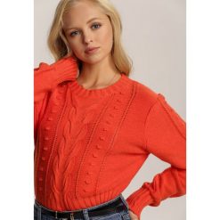 Pomarańczowy Sweter Daratrine. Pomarańczowe swetry damskie Renee, m, bez wzorów, casualowe, bez rękawów, bez kaptura. Za 109,99 zł.