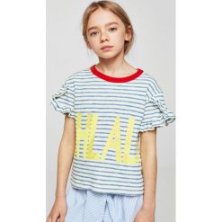 Mango Kids - Top dziecięcy Lala 110-164 cm. Szare topy damskie marki Mango Kids, z nadrukiem, z bawełny, z okrągłym kołnierzem. W wyprzedaży za 39,90 zł.
