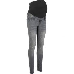 Dżinsy ciążowe z perełkami bonprix jasnoszary denim. Szare jeansy damskie marki bonprix, moda ciążowa. Za 129,99 zł.