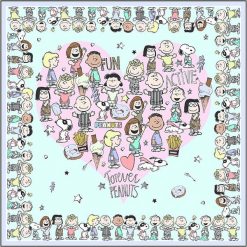 Chusty damskie: Chusta „Peanuts” w kolorze błękitnym – 90 x 90 cm