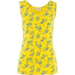 Top w kwiaty bonprix żółty cytrynowy z nadrukiem. Żółte topy damskie bonprix, w kwiaty. Za 16,99 zł.