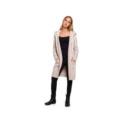 M474 Kardigan z kapturem i troczkami. Szare swetry damskie Moe, m, bez wzorów. Za 179,00 zł.