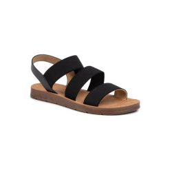BASSANO WSL996-26 Czarny. Czarne sandały damskie Bassano, bez wzorów, ze skóry ekologicznej, bez obcasa, bez zapięcia. Za 49,99 zł.