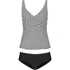 Tankini (2 części) bonprix czarno-biały w paski. Czarne stroje kąpielowe damskie bonprix, w paski. Za 109,99 zł.