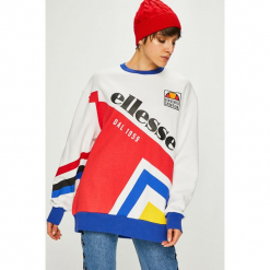 Ellesse - Bluza. Szare bluzy rozpinane damskie Ellesse, z nadrukiem, z bawełny, bez kaptura. W wyprzedaży za 199,90 zł.