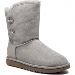 Buty UGG - W Short Turnlock Bling 1095703 W/Sel. Szare kozaki damskie marki Ugg, na zimę, z wełny, bez obcasa, bez zapięcia. W wyprzedaży za 609,00 zł.