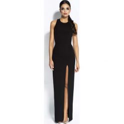 Czarna Sukienka Elegancka Maxi Długim Rozporkiem. Czarne długie sukienki marki Molly.pl, na imprezę, l, eleganckie, z dekoltem na plecach, z długim rękawem. Za 289,90 zł.