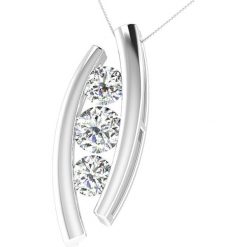 Naszyjniki damskie: Srebrny naszyjnik z diamentami – dł. 40 cm