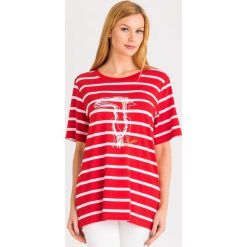 T-SHIRT trussardi striped boyfriend. T-shirty damskie Trussardi Jeans, s, bez wzorów, z materiału, bez kołnierzyka. W wyprzedaży za 177,60 zł.