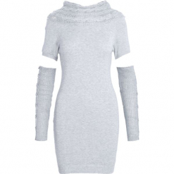 Jasnoszara Sukienka Cry Me A River. Szare sukienki dzianinowe Born2be, l, oversize. Za 49,99 zł.
