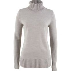 Sweter z golfem bonprix jasnoszary melanż. Szare swetry damskie bonprix, bez wzorów, bez rękawów. Za 44,99 zł.