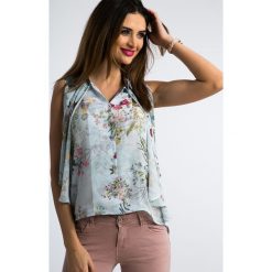 Bladoniebieska Zwiewna Koszula Floral 21115. Szare koszule damskie marki Fasardi, s, bez wzorów, bez kołnierzyka, bez rękawów. Za 61,00 zł.