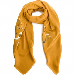 Szal GUESS - AW8027 POL03 MGD. Żółte szaliki damskie Guess, z aplikacjami, z materiału. Za 189,00 zł.