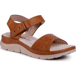 Sandały COMFORT BASIC - 44883 Camel. Pomarańczowe klapki damskie Comfort Basic, bez wzorów, ze skóry ekologicznej, bez obcasa. Za 169,00 zł.
