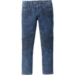Dżinsy Loose Fit Tapered bonprix ciemnoniebieski "stone used". Niebieskie jeansy męskie bonprix, m, z aplikacjami, z jeansu. Za 69,99 zł.
