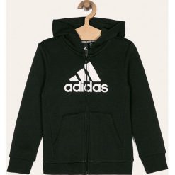 Adidas Performance - Bluza dziecięca 128-176 cm. Czarne bluzy chłopięce adidas Performance, z nadrukiem, z bawełny, bez rękawów, z kapturem. Za 179,90 zł.