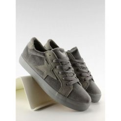 Aksamitne szare trampki AADILA. Szare buty sportowe damskie FunKee.pl, bez wzorów, z tkaniny, sportowe. Za 53,09 zł.