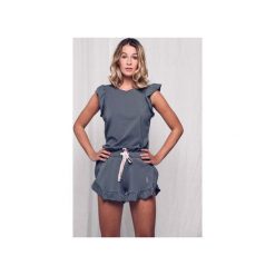 BE HAPPY t-shirt z bawełny organicznej z falbaną. Piżamy damskie Hello morning sleepwear. Za 153,00 zł.
