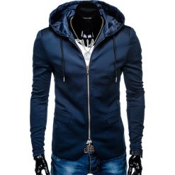 MARYNARKA MĘSKA CASUAL Z KAPTUREM M98 - GRANATOWA. Niebieskie marynarki męskie casual marki Ombre Clothing, s, z poliesteru. Za 119,00 zł.